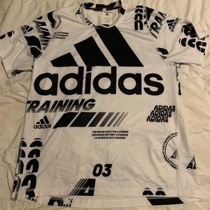 Mens black and white adidas logo t-shirt